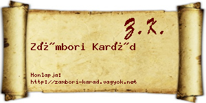 Zámbori Karád névjegykártya